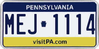 PA license plate MEJ1114