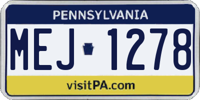 PA license plate MEJ1278
