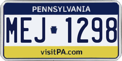PA license plate MEJ1298