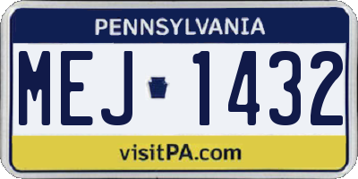 PA license plate MEJ1432