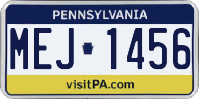 PA license plate MEJ1456