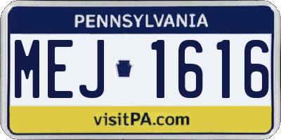 PA license plate MEJ1616