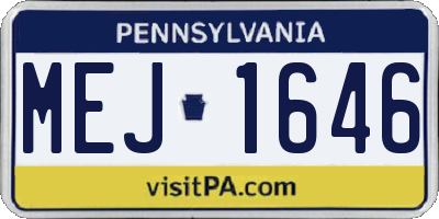 PA license plate MEJ1646