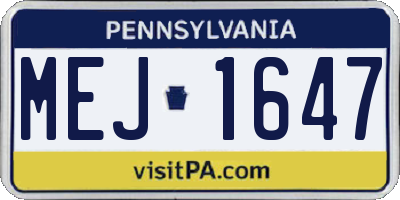 PA license plate MEJ1647
