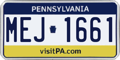 PA license plate MEJ1661