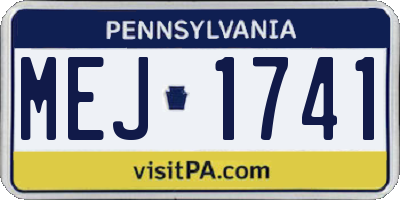 PA license plate MEJ1741
