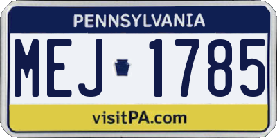 PA license plate MEJ1785