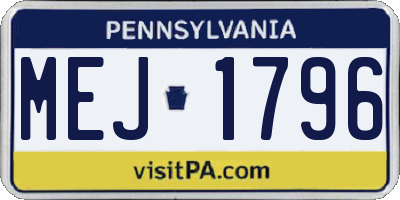 PA license plate MEJ1796