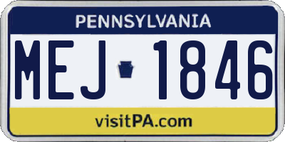 PA license plate MEJ1846