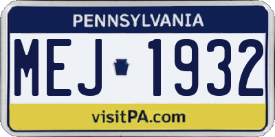 PA license plate MEJ1932