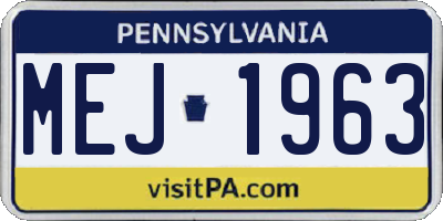 PA license plate MEJ1963