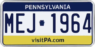 PA license plate MEJ1964