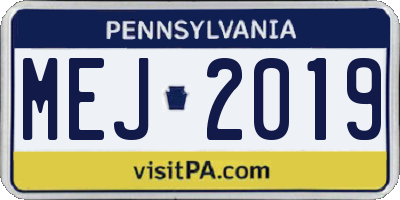 PA license plate MEJ2019