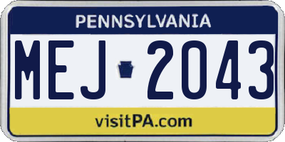 PA license plate MEJ2043