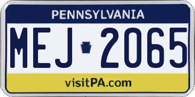 PA license plate MEJ2065