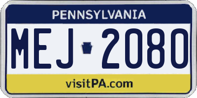 PA license plate MEJ2080