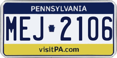PA license plate MEJ2106