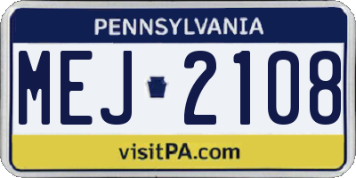 PA license plate MEJ2108