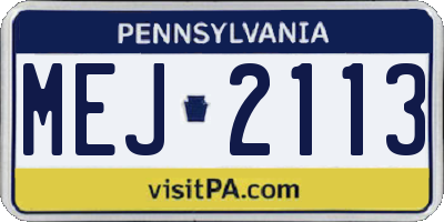 PA license plate MEJ2113