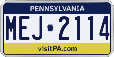 PA license plate MEJ2114