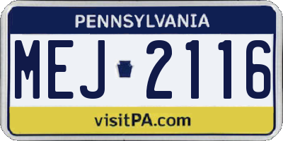 PA license plate MEJ2116