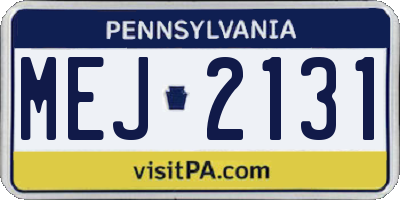 PA license plate MEJ2131