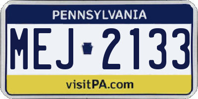 PA license plate MEJ2133
