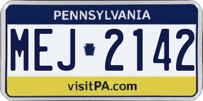 PA license plate MEJ2142