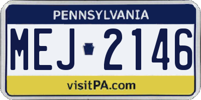 PA license plate MEJ2146