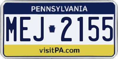 PA license plate MEJ2155
