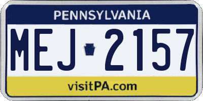 PA license plate MEJ2157