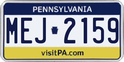 PA license plate MEJ2159