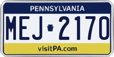 PA license plate MEJ2170