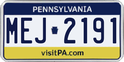 PA license plate MEJ2191