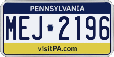 PA license plate MEJ2196