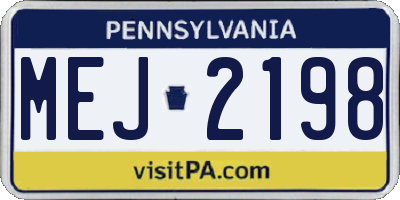 PA license plate MEJ2198