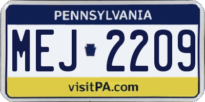 PA license plate MEJ2209