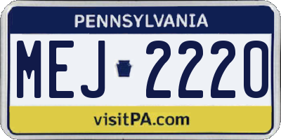 PA license plate MEJ2220