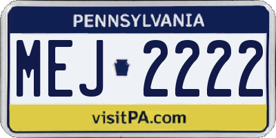 PA license plate MEJ2222