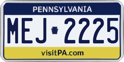 PA license plate MEJ2225