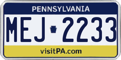PA license plate MEJ2233
