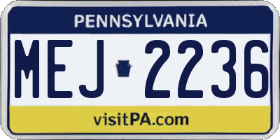 PA license plate MEJ2236