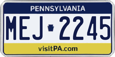 PA license plate MEJ2245