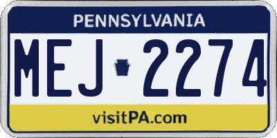 PA license plate MEJ2274