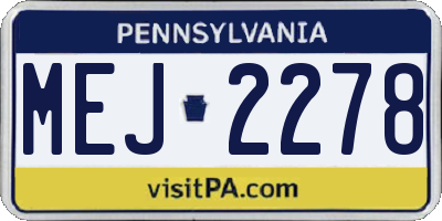 PA license plate MEJ2278