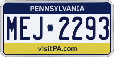 PA license plate MEJ2293