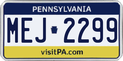 PA license plate MEJ2299