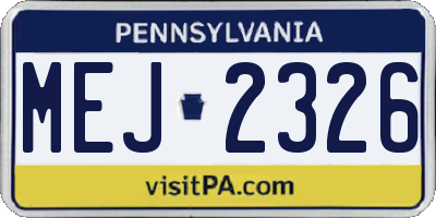 PA license plate MEJ2326