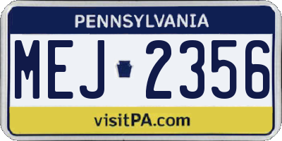 PA license plate MEJ2356