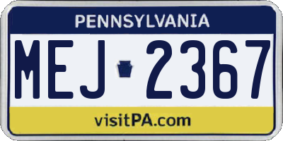 PA license plate MEJ2367